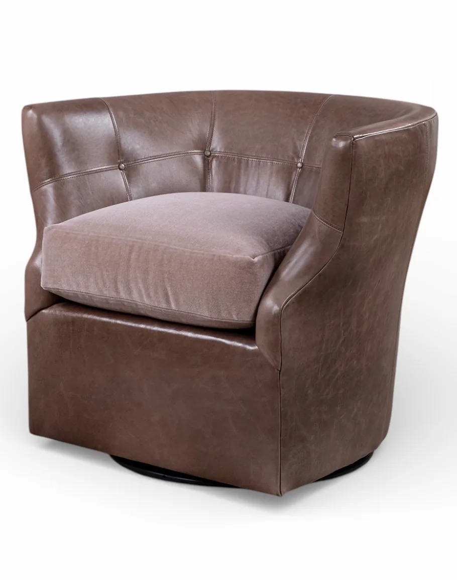 Shelby Dove Leather Swivel Chair
